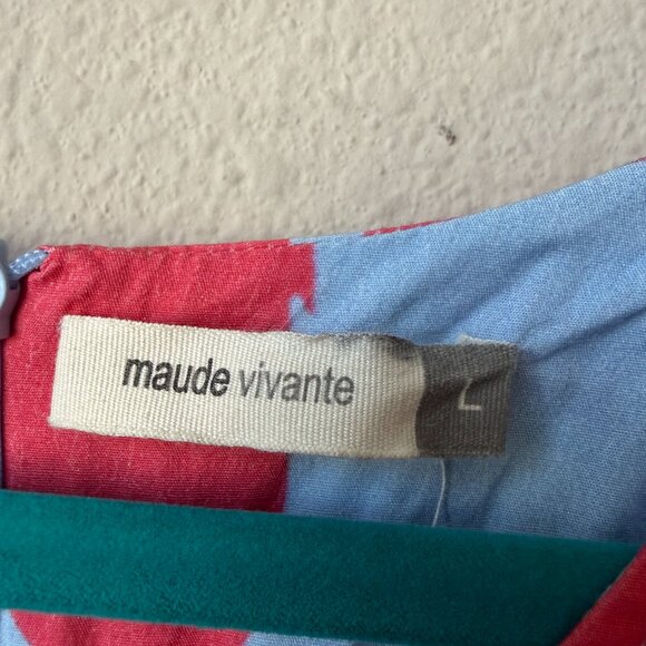 Maude Vivante Molly Blue Pink Floral Cotton Maxi Dress Size L - Picture 4 of 4